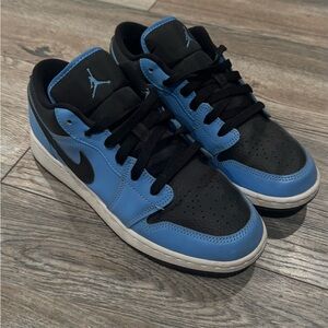 Jordan Black and Blue Sneakers Classic Low-Top Design